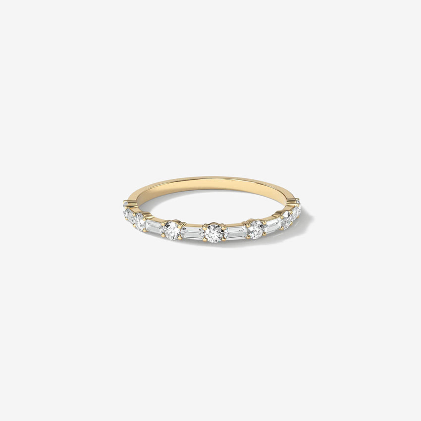 Baguette Round Diamond Wedding Band