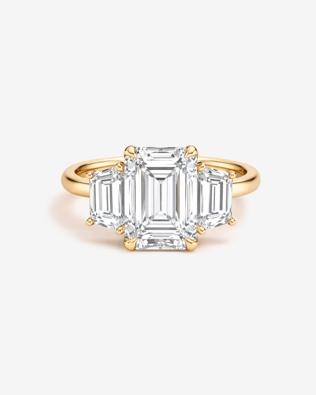 Emerald Trapezoid Trilogy Engagement Ring 4 carat