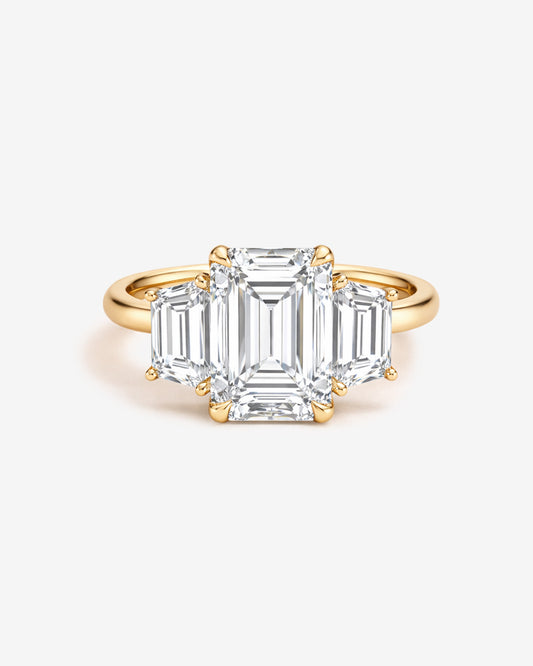 Emerald Trapezoid Trilogy Engagement Ring 4 carat
