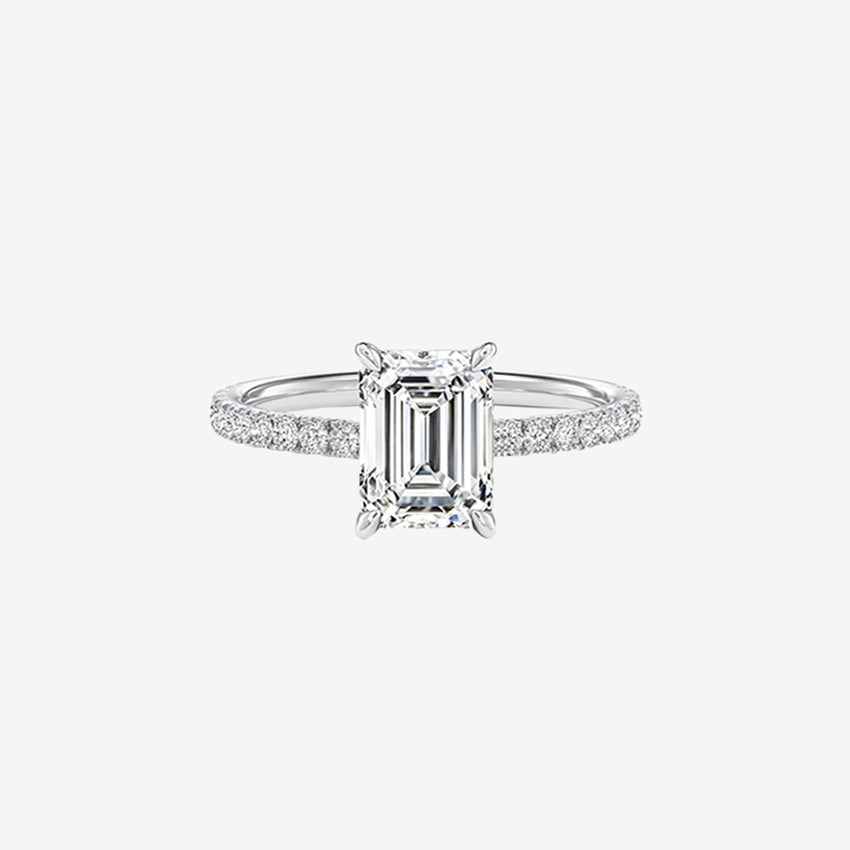 Emerald Pave Lab Diamond Engagement Ring