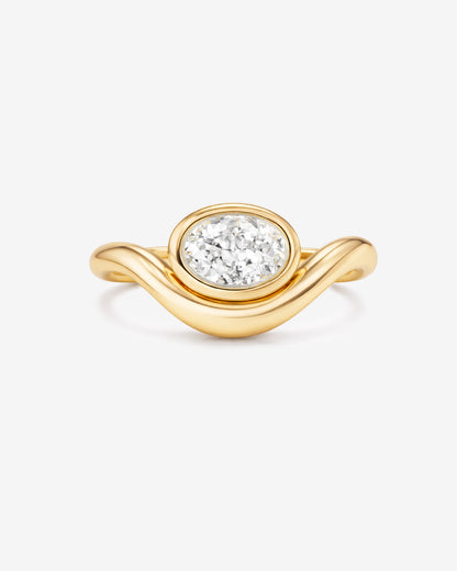Oval wave bold pinky ring 1CT