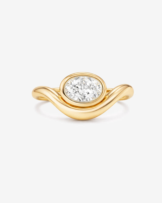 Oval wave bold pinky ring 1CT