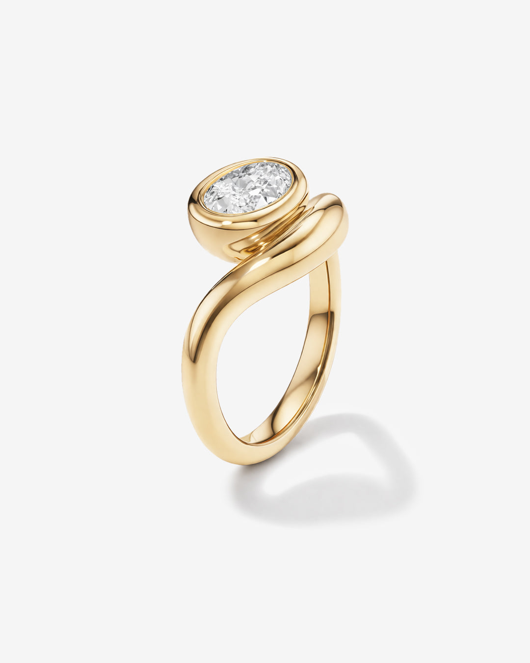 Oval wave bold pinky ring 1CT