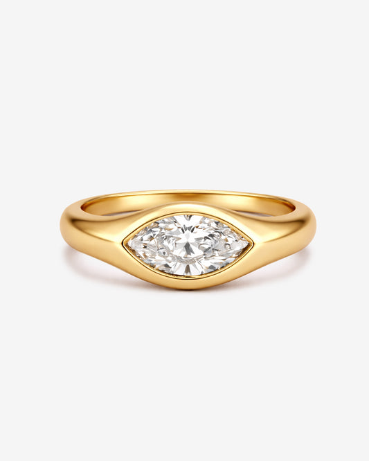 Marquise diamond signet ring 1.5CT