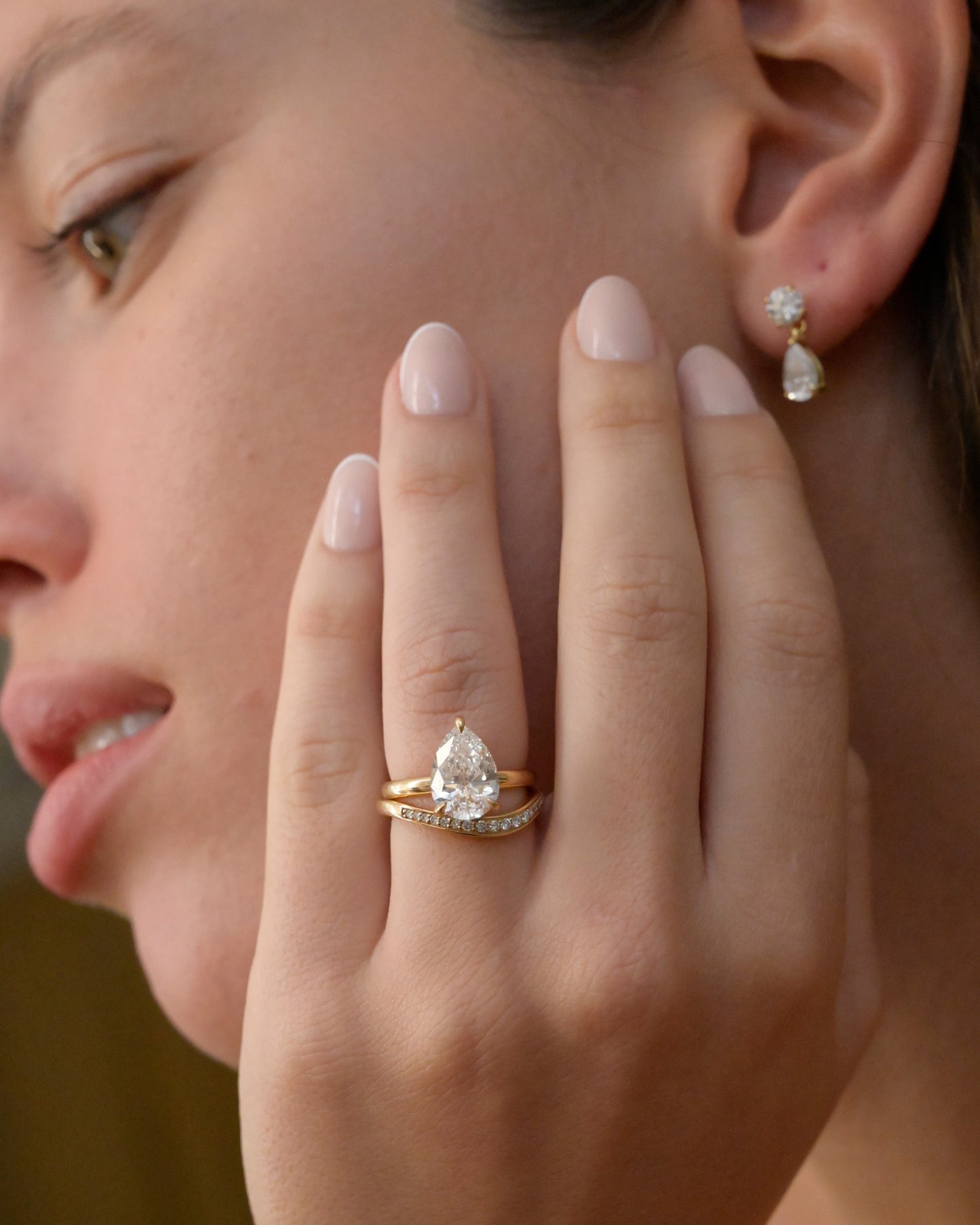 3 Carat Pear Solitaire Diamond Engagement Ring