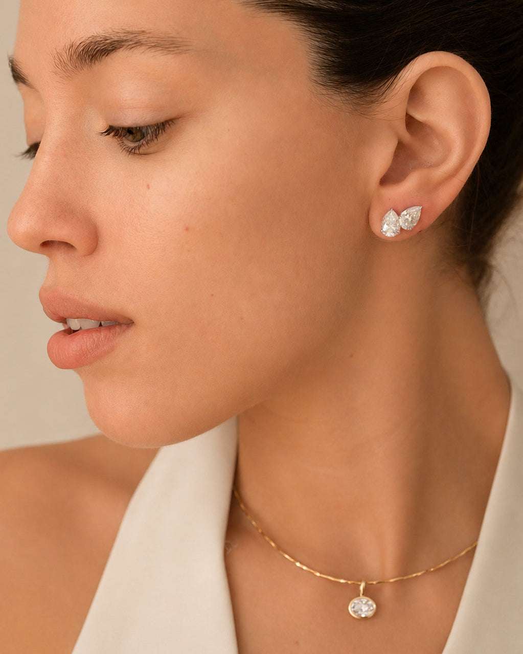 Pear Lab Diamond Earrings Studs 2 carat