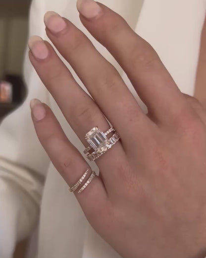 Emerald Pave Lab Diamond Engagement Ring