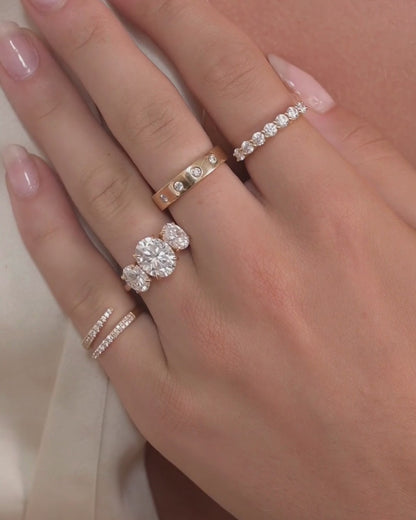 Three Stone Oval Lab Grown Engagement Ring