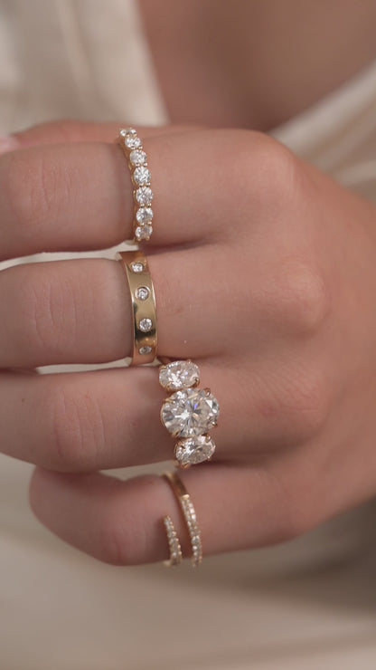 Three Stone Oval Lab Grown Engagement Ring