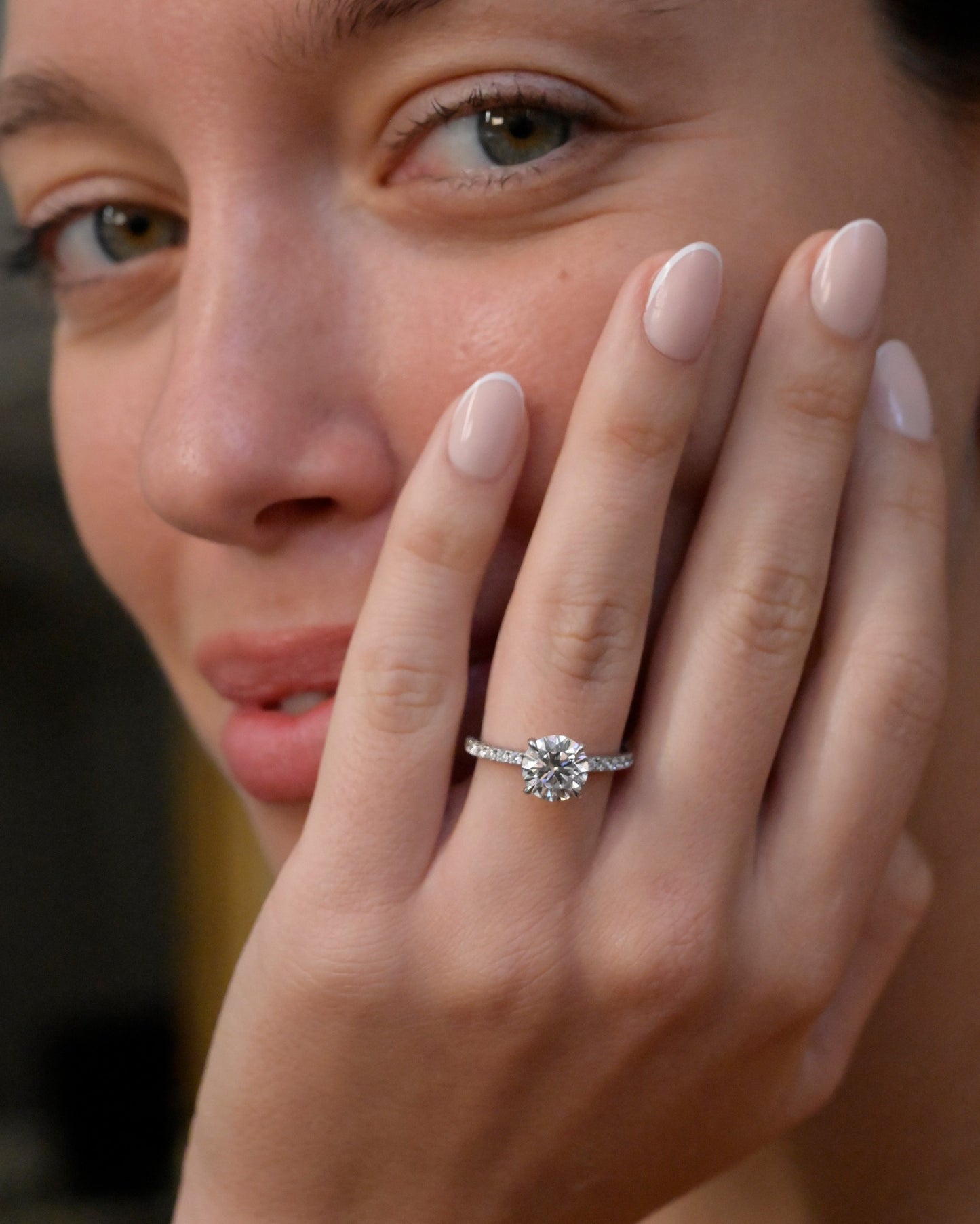 Round Pave Lab Diamond Engagement Ring