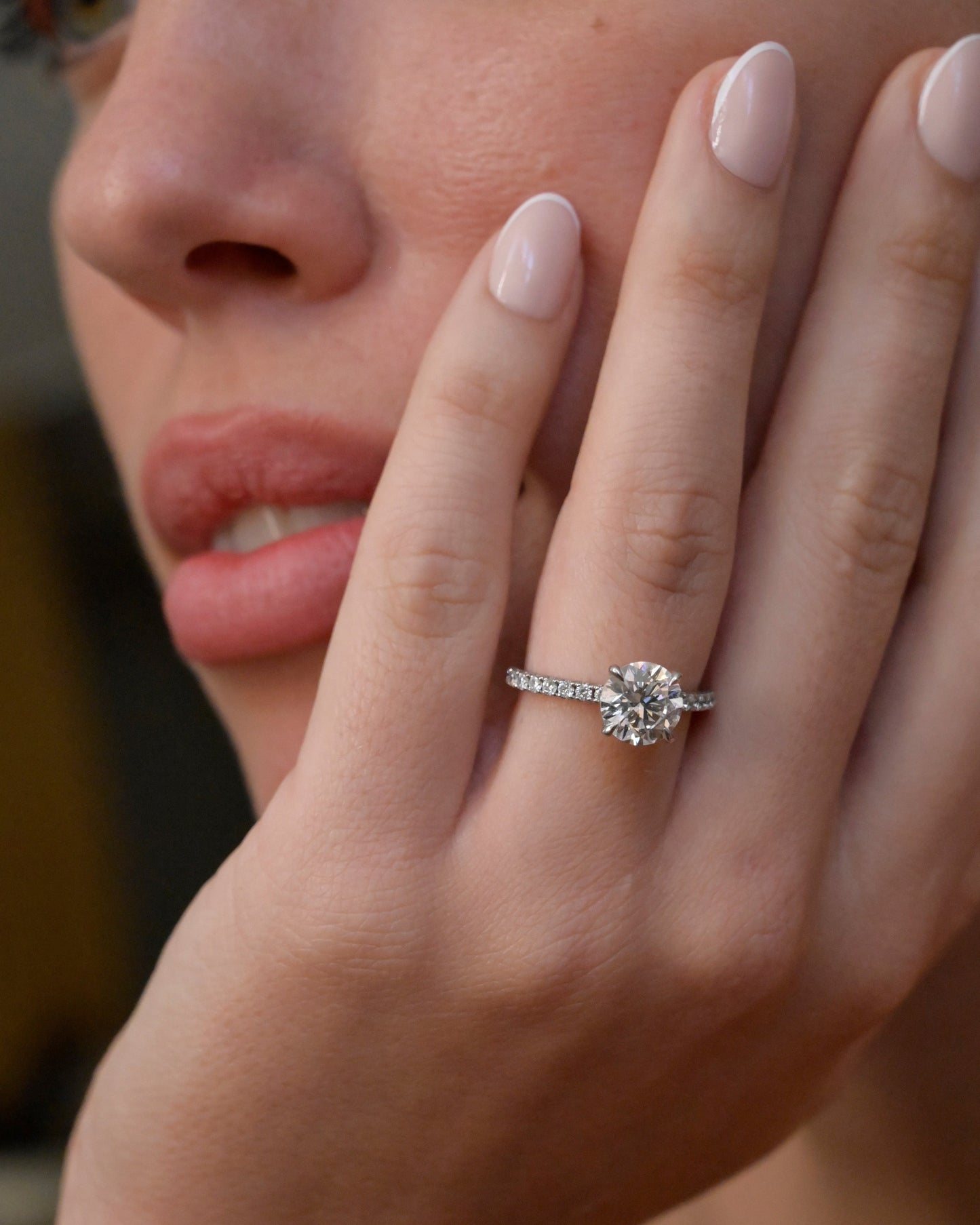Round Pave Lab Diamond Engagement Ring