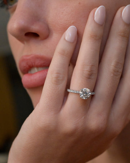 Round Pave Lab Diamond Engagement Ring