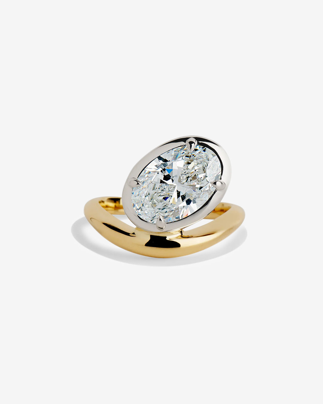 Tilted Oval Wave Ring 3 Carat