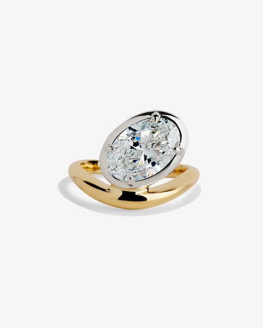 Tilted Oval Wave Ring 3 Carat