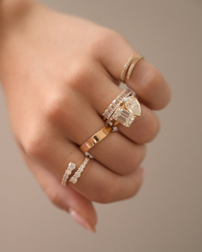 Emerald & Pear Lab Grown Engagement Ring Toi et Moi