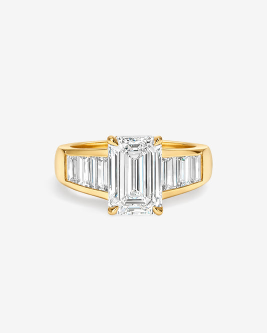 Emerald Cut with Baguette Channel Engagement Ring 2CT